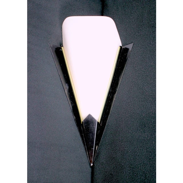 White Perspex & Black Metal Wall Lamps, Mid-Century France - a Pair For Sale - Image 8 of 9