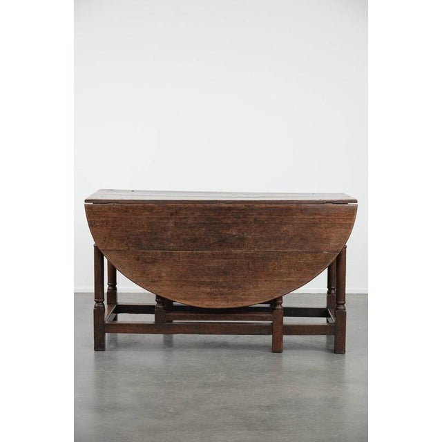 Wood Antique English Oak Gateleg Table, 18th Century For Sale - Image 7 of 18