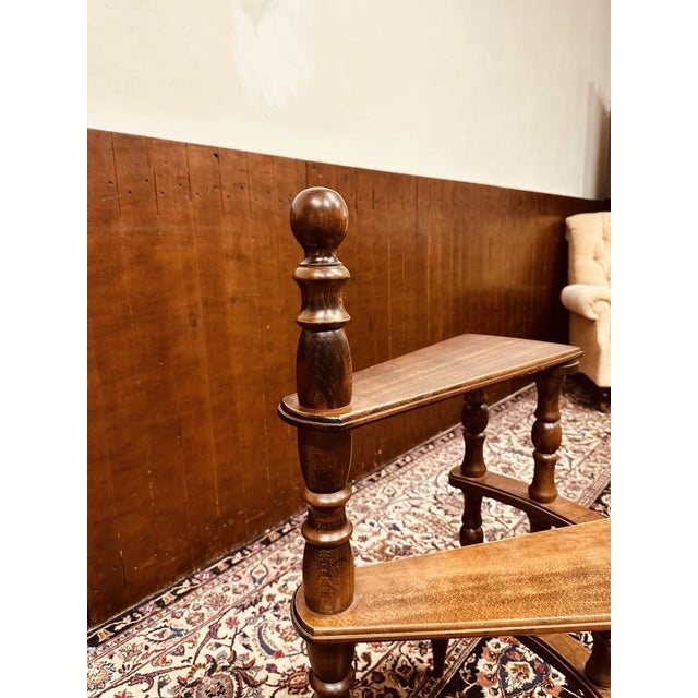 English Library Staircase in Mahogany For Sale - Image 5 of 7