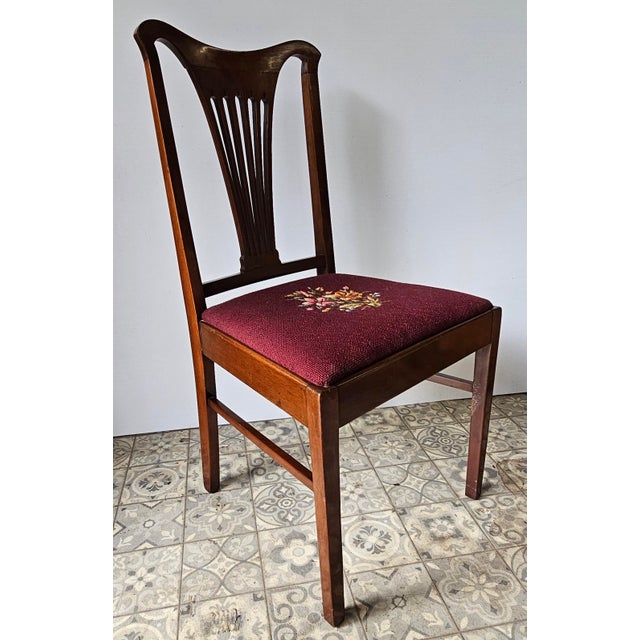 Mid 20th Century Pair American Mahogany and Needlepoint Upholstered Chairs For Sale - Image 9 of 11