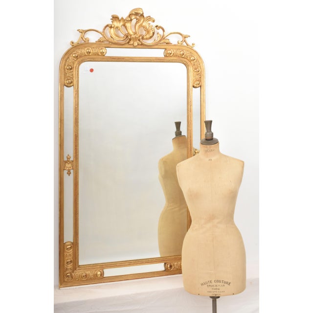 Antique Louis Filippe Mirror with Volutes and Golden Frame, 1800s For Sale - Image 4 of 12