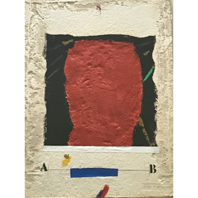 Late 20th Century Original James Coignard Etching W/Mixed Media Collage on Handmade Paper, Shadowbox Frame For Sale - Image 5 of 11