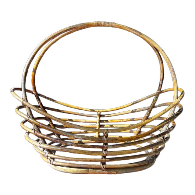 Boho Vintage Wooden Simple Decorative Basket For Sale