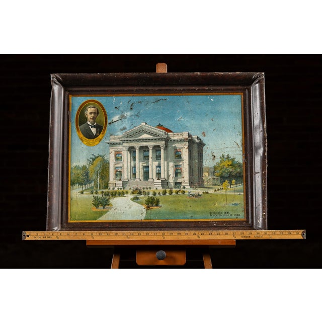 Blue Early 20th Century "Modern Maccabee Temple" Self-Framed Tin Litho Sign For Sale - Image 8 of 8