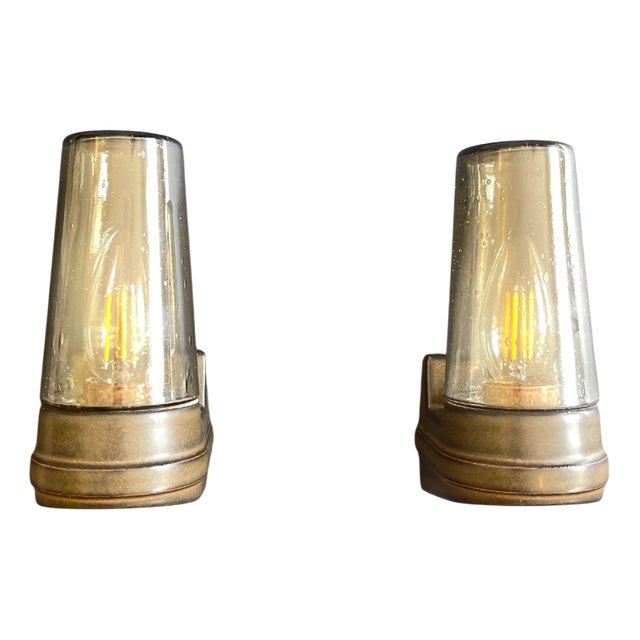 Brown Ceramic and Glass Sconces by Ifö, 1960s, Set of 2 For Sale