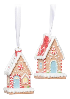 Gingerbread House Ornaments, Assorted Set of 6 Pieces