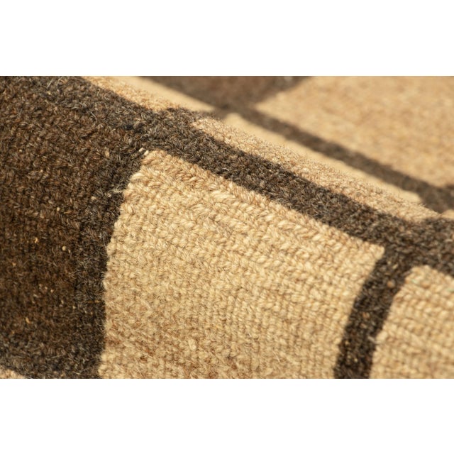 Textile Rug & Kilim’s Gift-Size Soumak Rug With Beige-Brown Geometric Pattern For Sale - Image 7 of 8