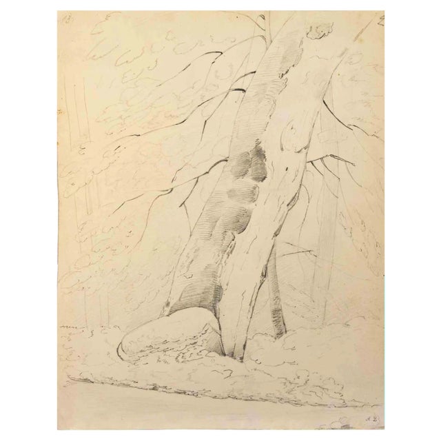 Alphonse Legros, Tree of Life, Drawing, Late, 19th Century For Sale