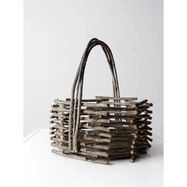 Vintage Adirondack Twig Basket For Sale - Image 4 of 12