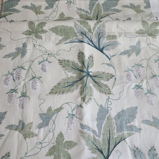 Colefax and Fowler Lindon Fabric 2 Yards X 54" Wide 100% Iinen Beige Green For Sale In West Palm - Image 6 of 10