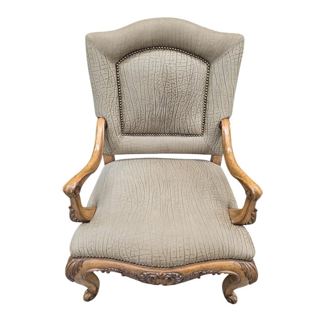 Vintage Georgian Revival Style Carved Wood Armchairs by Plunkett Furniture - Pair For Sale In Chicago - Image 6 of 10