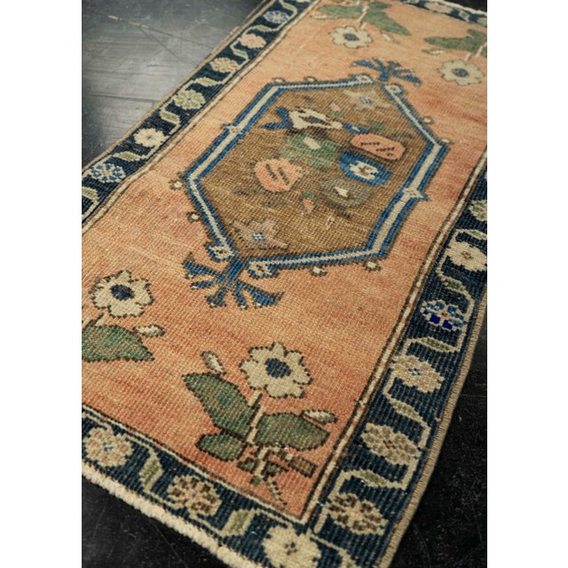 Textile Turkish Mini Rug Oriental Hand Knotted Vintage Rug 1'4" x 2'6" #21145 For Sale - Image 7 of 8