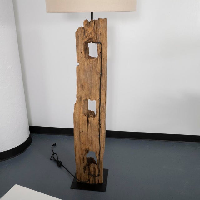 Natural driftwood floor lamp For Sale - Image 11 of 13
