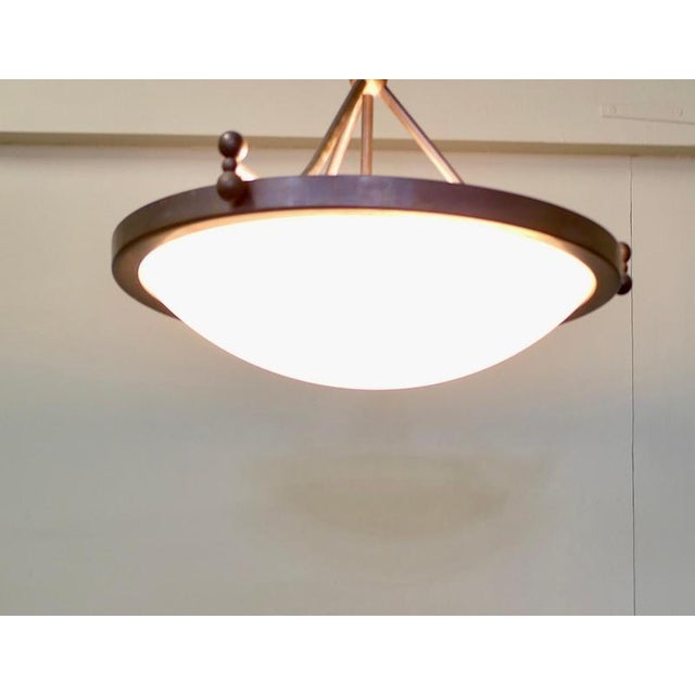 Art Deco Opalescent Glass Up Pendant Light, 1930 For Sale - Image 6 of 8