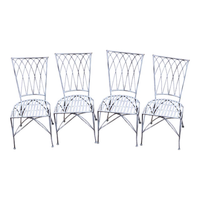 Vintage Iron Patio Garden Dining Chairs - Set of 4 For Sale