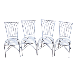 Vintage Iron Patio Garden Dining Chairs - Set of 4