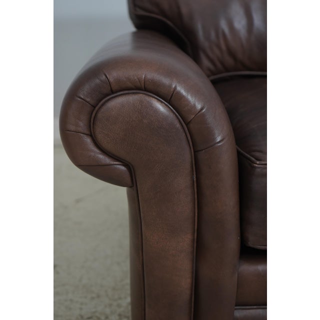 1990s Hancock & Moore Quality Brown Leather 3 Seat Sofa For Sale - Image 5 of 12