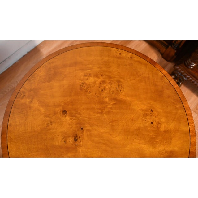Pair of 1930s English Regency Style Burl Maple Accent Tables Side Tables For Sale - Image 12 of 16