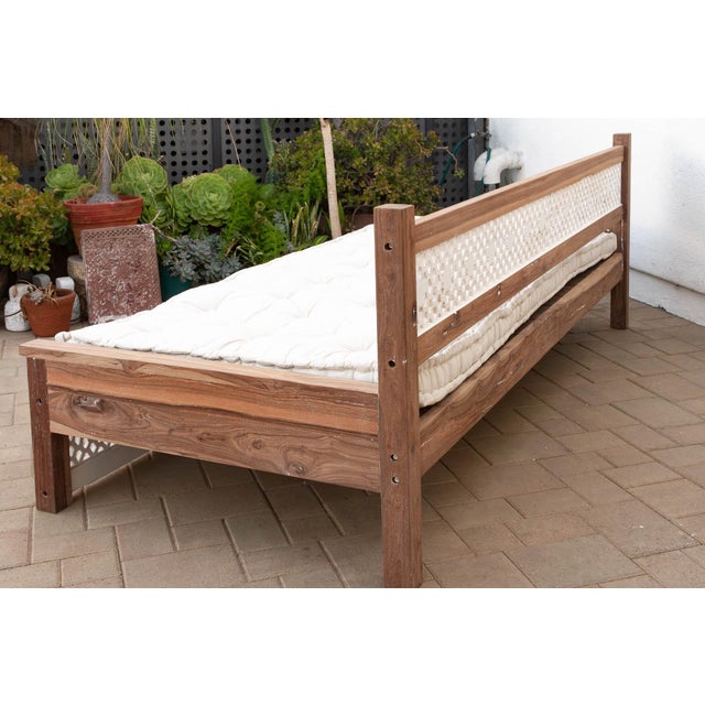 108" Long Reclaimed Teak Jali Daybed Sofa For Sale - Image 11 of 12