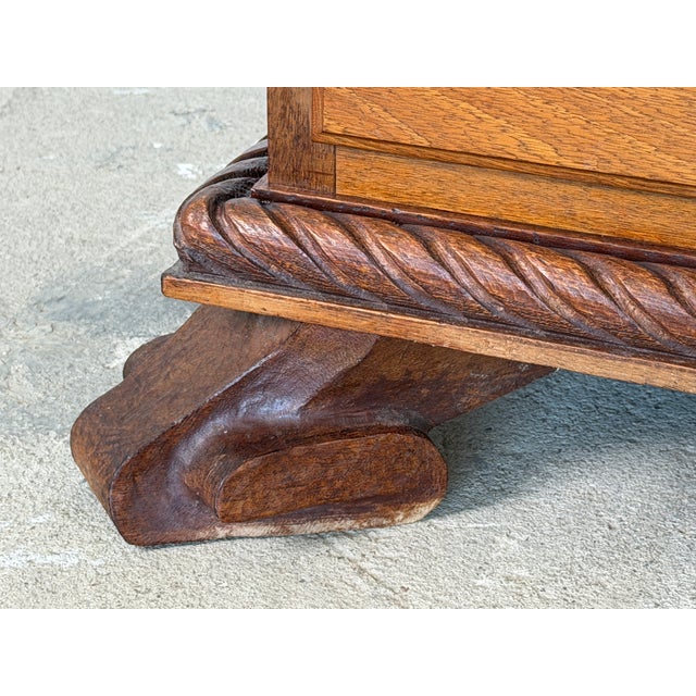 Wood Hand-Carved Oak Storybook Cabinet by Emil Hansen, Denmark C 1950 For Sale - Image 7 of 18