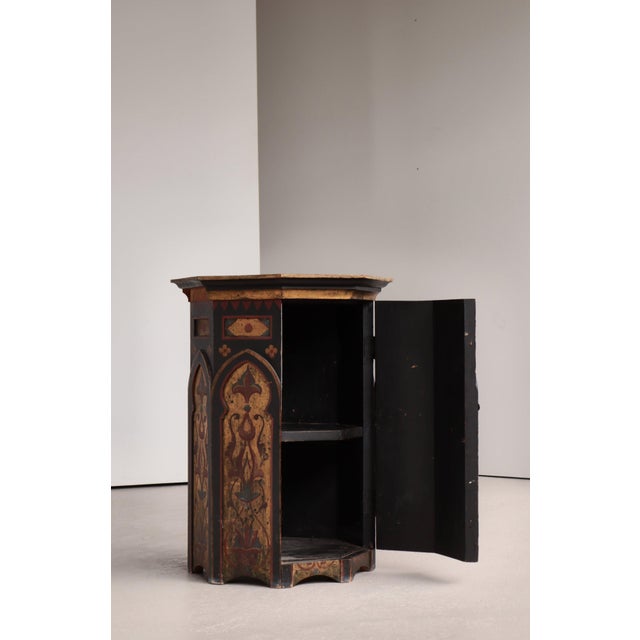 Antique Scandinavian Column Cabinet with Hand-Painted Decor For Sale - Image 4 of 16