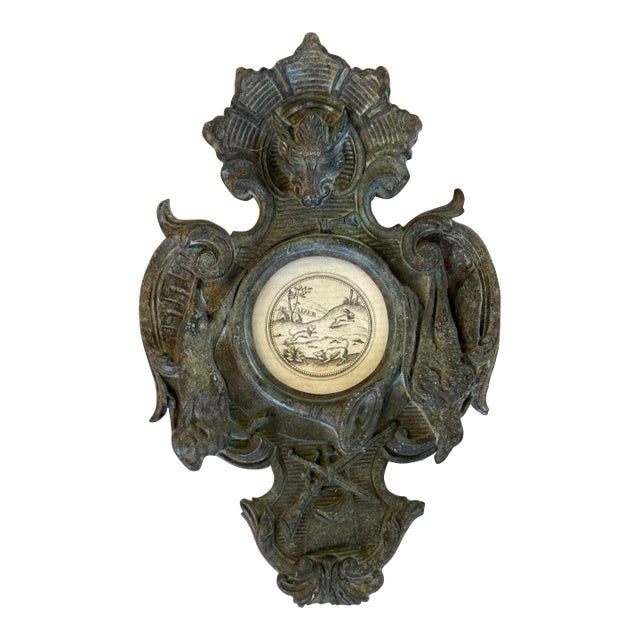 Antique Belgian Clock Face Frame With an Engraving by Joachim Camerarius For Sale