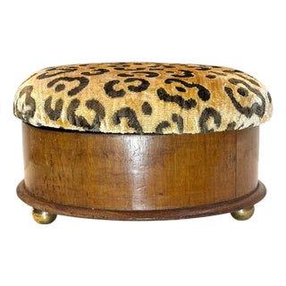 Antique Walnut Stool Work Box With Brass Ball Feet, Circa 1890s For Sale