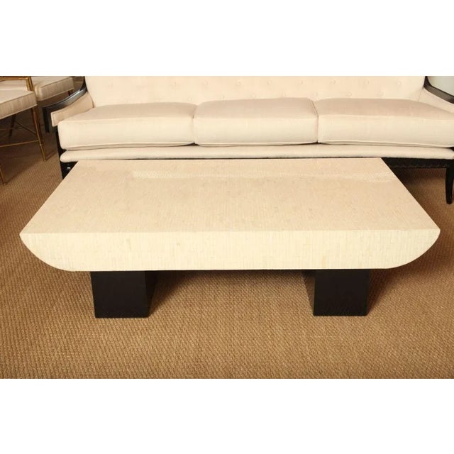 1980s 1960's Vintage Tessellated Bone and Black Lacquered Wood Restored Cocktail Table Style of Paul Frankl For Sale - Image 5 of 8