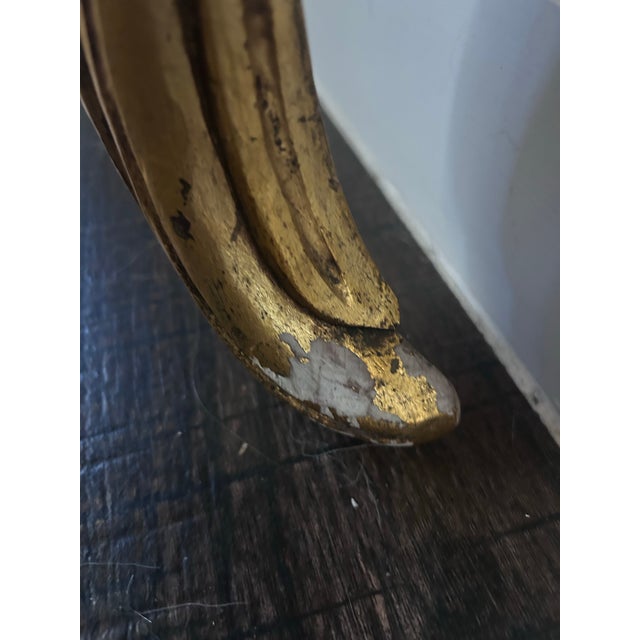 Vintage Travertine & Gilt Carved “Angel Wing” Console Table For Sale - Image 9 of 10