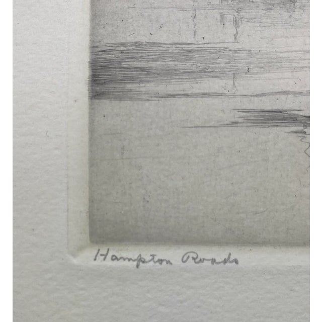 Nautical 1928 Louis Orr Hampton Roads Virginia Etching, Port of America Series For Sale - Image 3 of 4