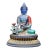 Vintage Liuli Glass Medicine Buddha Statue With Polychrome Decoration For Sale