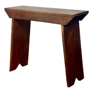 Antique Primitive Farmhouse Walnut Mortised Narrow Console or Workbench For Sale