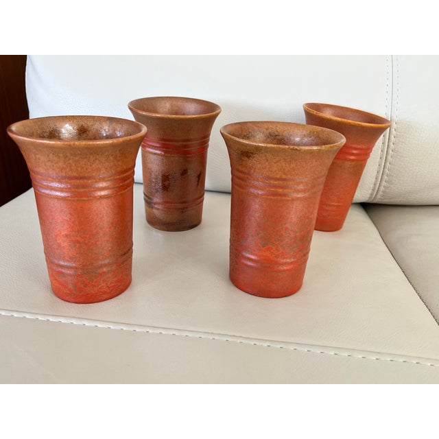 Vintage Set of 4 Ceramic Tumblers For Sale - Image 9 of 12