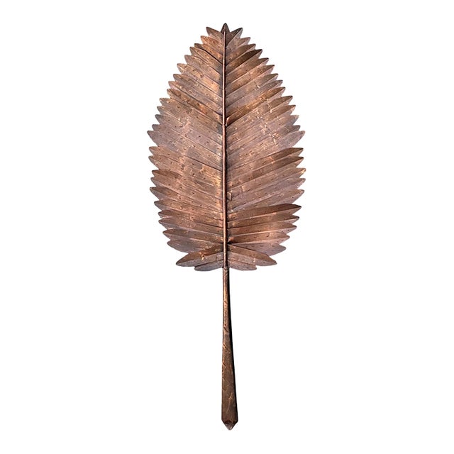 Vintage Metal Botanical Leaf Art For Sale