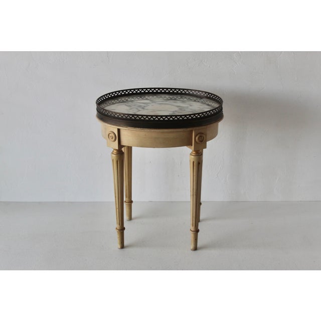 Mid 20th Century French Louis XVI Style Marble Oval Top Bouillotte Side Table For Sale - Image 9 of 13