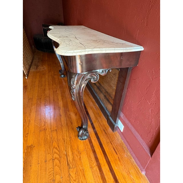French Superb 19th Century Carrara White Marble Top Hall or Antique Console Table For Sale - Image 3 of 10
