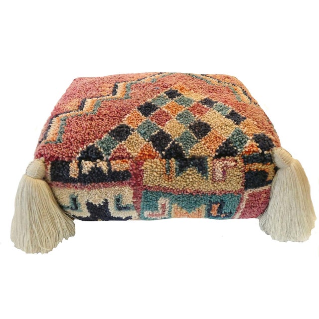 Vintage Berber Wool Pouf For Sale - Image 4 of 8