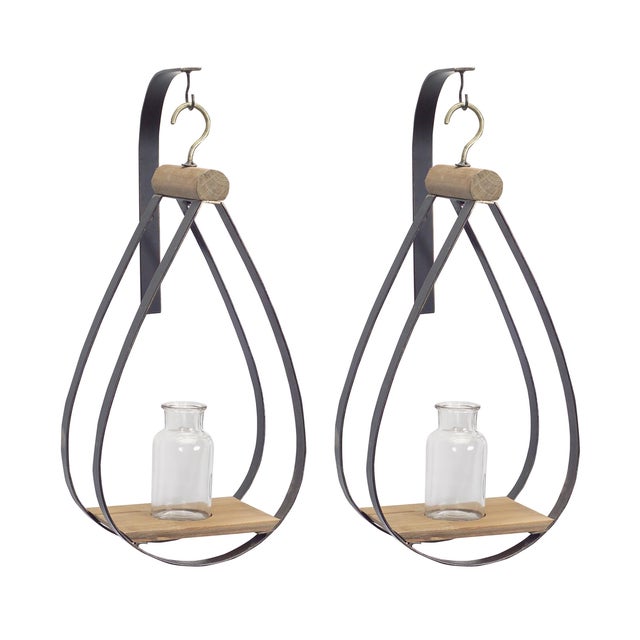 2020s Hanging Bottle Vase in Teardrop Frame (Set of 2) For Sale - Image 5 of 5