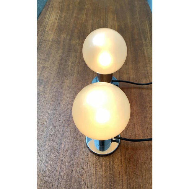 Vintage Space Age German Pearl Table Lamp in Chrome and Glass by Motoko Ishii for Staff, 1970s, Set of 2 For Sale - Image 5 of 18
