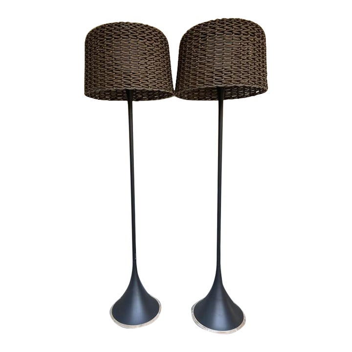 Set of Two Gloster Contemporary Ambient Mesh Tall Lanterns Chairish