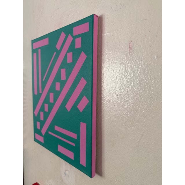 Abstract Mid-Century Modern Geometric Painting “Ascension” On canvas, stretched and ready to hang. 11x14 0.5 inch deep