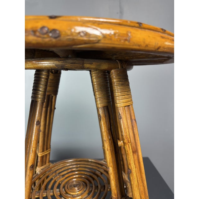 Mid-Century Modern Italian Pencil Rattan and Bamboo Side Table, 1950s For Sale - Image 10 of 15