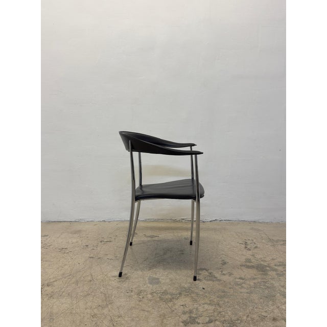 Modern Modern Black Leather and Chome Dining Chairs for Arper, Italy - Set of Four For Sale - Image 3 of 12