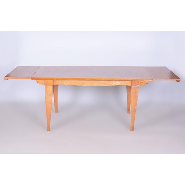 Art Deco Oak & Spruce Folding Table attributed to J. Leleu, France, 1920s For Sale - Image 15 of 18