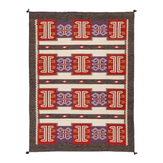 Contemporary Navajo Style Wool Rug – Modern Geometric American Textile Accent For Sale