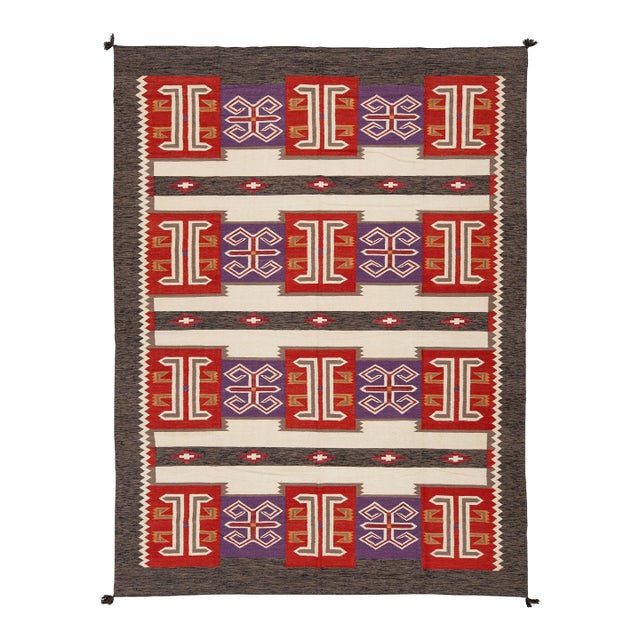 Contemporary Navajo Style Wool Rug – Modern Geometric American Textile Accent For Sale
