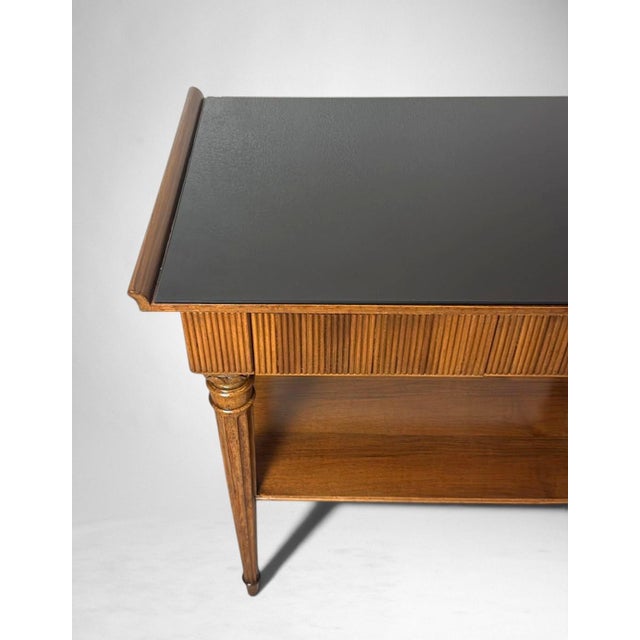 Mid-Century Modern Pair of Italian Wooden Nightstands With Black Glass Tops For Sale - Image 15 of 18