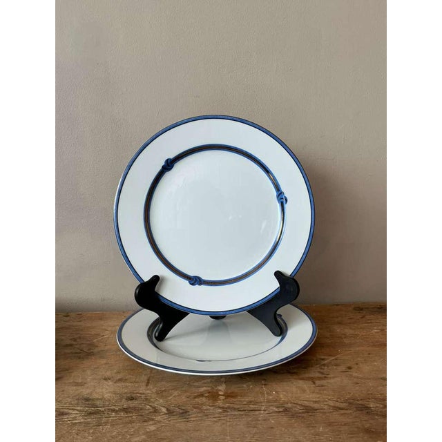 Christofle Vintage Boho Christofle "Rubanea Blue" Dinner Plates - A Pair For Sale - Image 4 of 8