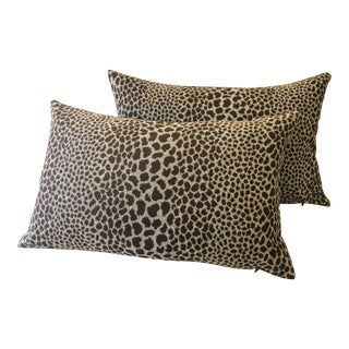 Faux Leopard Lumbar Pillows - a Pair For Sale