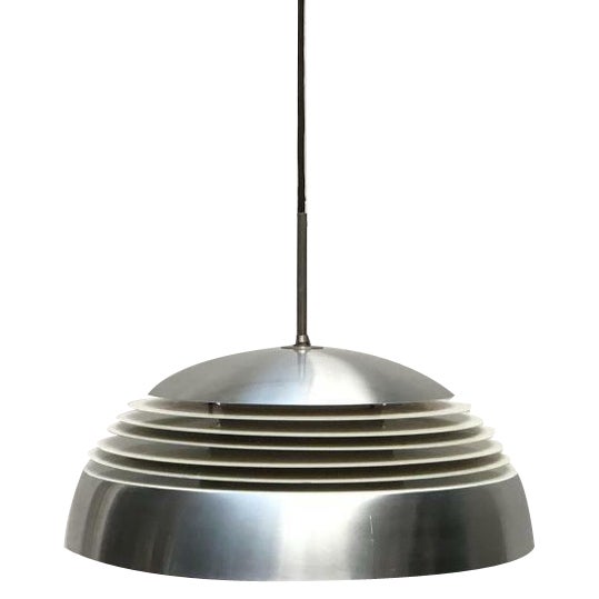 Mid-Century German Space Age Aluminum and Glass Pendant Lamp from Doria, 1960s For Sale